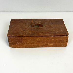 Vintage Primitive Wooden Lidded Trinket Box Plain
